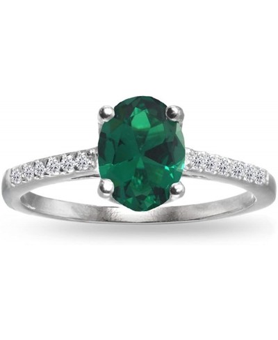 Sterling Silver Simulated Emerald and White Topaz Oval Crown Ring $24.96 Statement