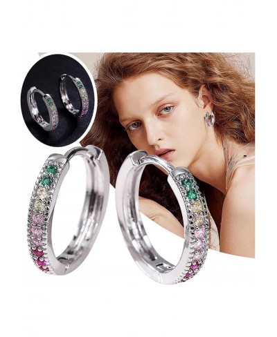 Fashion Colorful Zircon Hoop Earrings Women Teen Girls Creative Stylish Shining Earrings Charming Jewelry Gift $19.81 Hoop