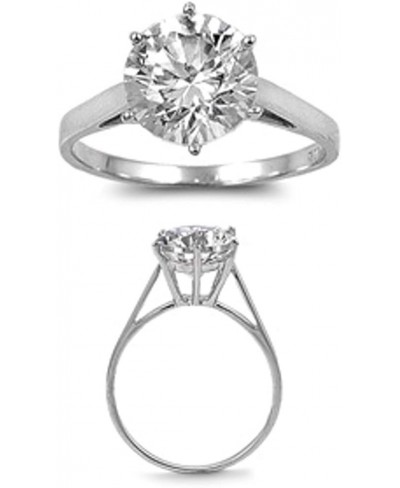 Sterling Silver Round Solitaire 3.0Ct Cubic Zirconia Ring Sizes 4-12 $17.97 Engagement Rings