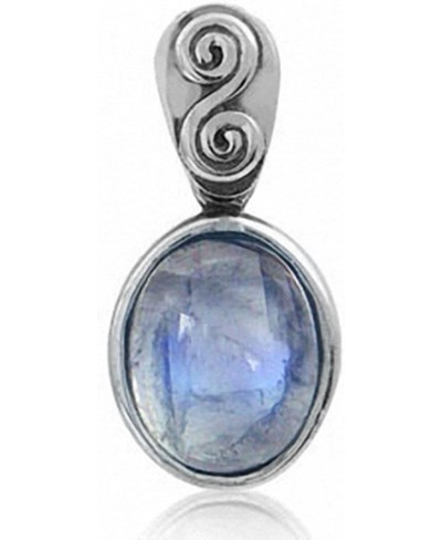 Natural Moonstone 925 Sterling Silver Swirl and Spiral Solitaire Pendant $18.29 Pendants & Coins