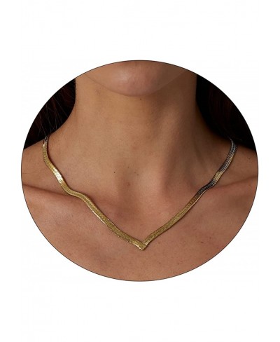 Dainty Gold Layered Necklaces for Women 18K Gold Plated Stacked Herringbone Choker Necklace Coin Pendant Snake Chain Necklace...