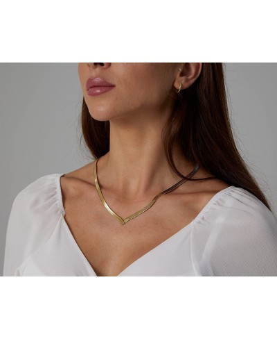 Dainty Gold Layered Necklaces for Women 18K Gold Plated Stacked Herringbone Choker Necklace Coin Pendant Snake Chain Necklace...