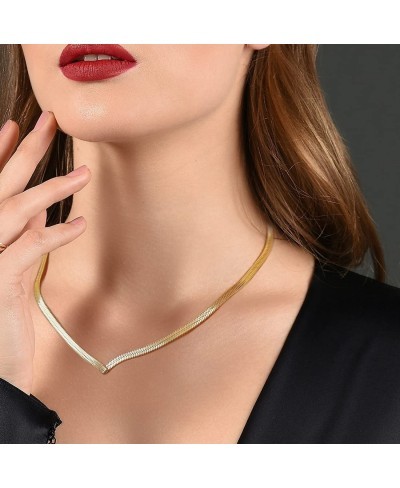 Dainty Gold Layered Necklaces for Women 18K Gold Plated Stacked Herringbone Choker Necklace Coin Pendant Snake Chain Necklace...