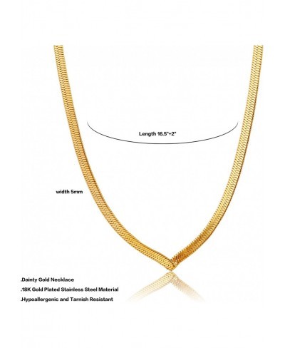 Dainty Gold Layered Necklaces for Women 18K Gold Plated Stacked Herringbone Choker Necklace Coin Pendant Snake Chain Necklace...