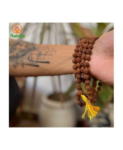 Rudraksha Mala 108+1 Beads Necklace Seed Bead Natural Himalaya 5 face Panch Mukhi Rudraksha Seed Prayer Beads Wrist Mala Wrap...