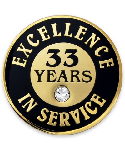 Gold Plated Excellence in Service Year Award Lapel Pin – Metal Enamel Workplace Reward Pin w/Rhinestone – 1-60 Years Pins for...