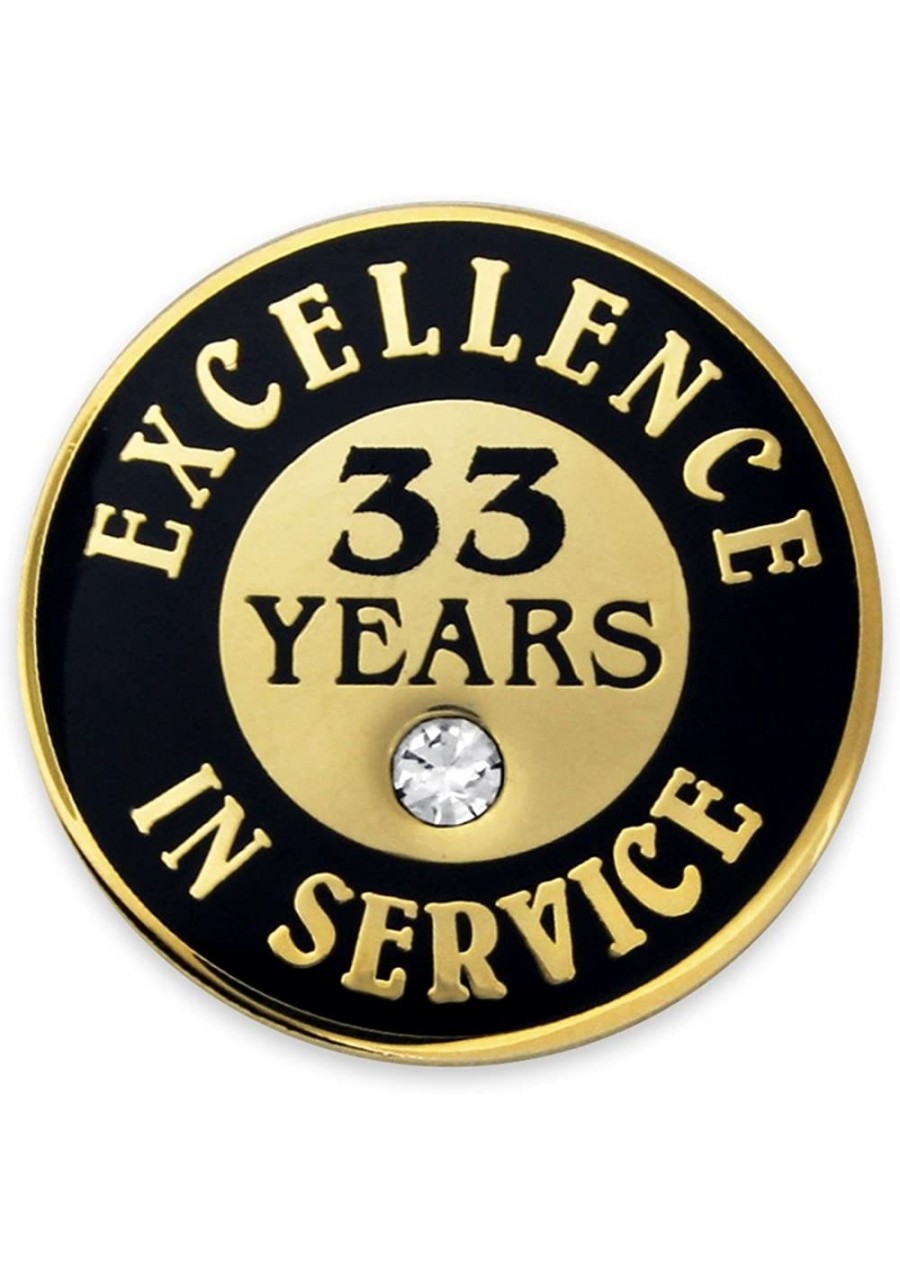 Gold Plated Excellence in Service Year Award Lapel Pin – Metal Enamel Workplace Reward Pin w/Rhinestone – 1-60 Years Pins for...