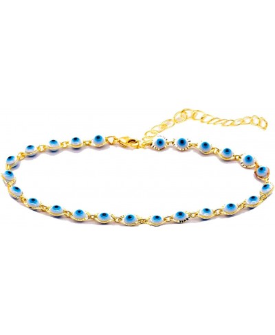 Evil Eye Blue Bracelet Anklet for Girls Women 14K Gold Plated Turkish ojo Mati Bracelet Anklet Chain Jewelry Gift $8.64 Anklets