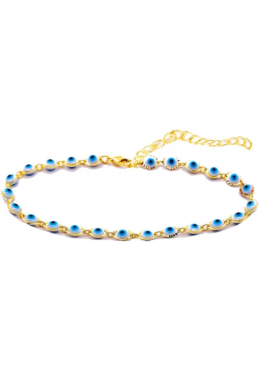 Evil Eye Blue Bracelet Anklet for Girls Women 14K Gold Plated Turkish ojo Mati Bracelet Anklet Chain Jewelry Gift $8.64 Anklets