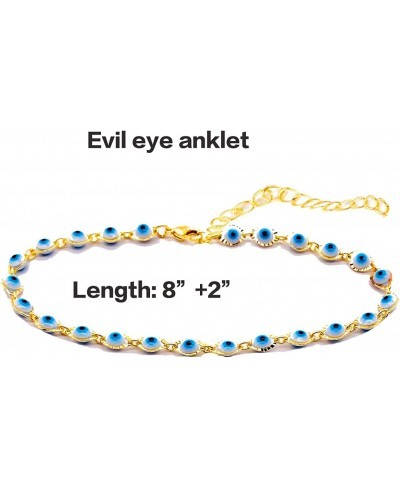 Evil Eye Blue Bracelet Anklet for Girls Women 14K Gold Plated Turkish ojo Mati Bracelet Anklet Chain Jewelry Gift $8.64 Anklets