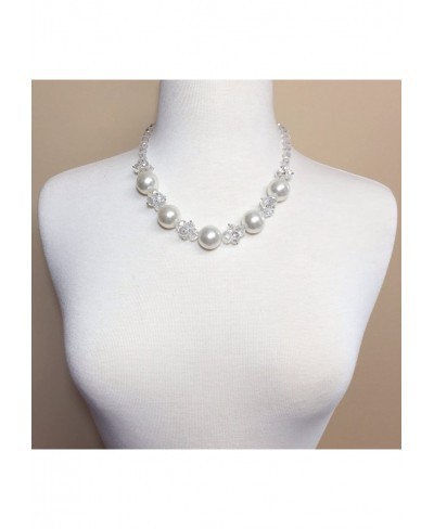 Simulated Pearl and AB Glass Cluster Bridal Weddings Necklace Earrings $18.45 Strands