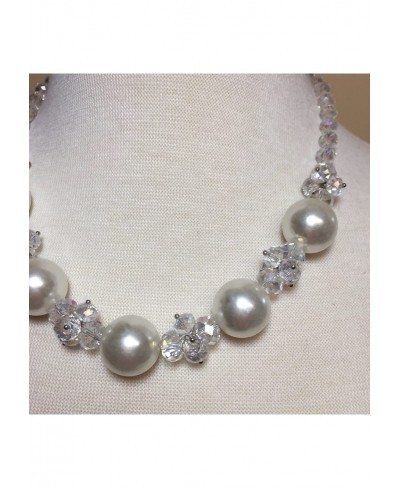 Simulated Pearl and AB Glass Cluster Bridal Weddings Necklace Earrings $18.45 Strands