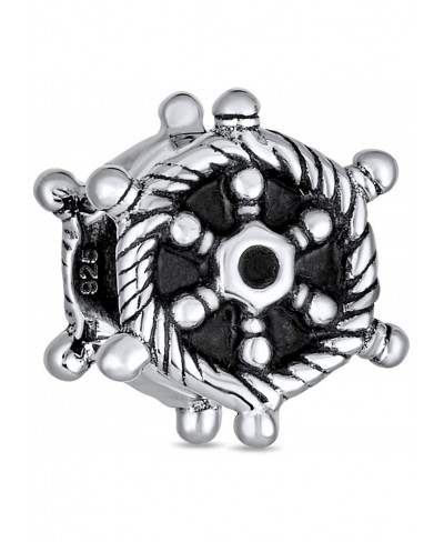 Travel Tourism Vacation Nautical Boat Ship Wheel Charm Bead For Women Teen Oxidized .925 Sterling Silver Fits European Bracel...