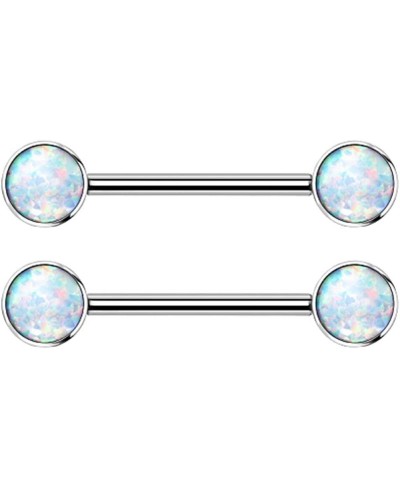 14G Implant Grade Titanium Internally Threaded Bezel Set Synthetic Opal Nipple Barbells Sold as a Pair $23.01 Piercing Jewelry